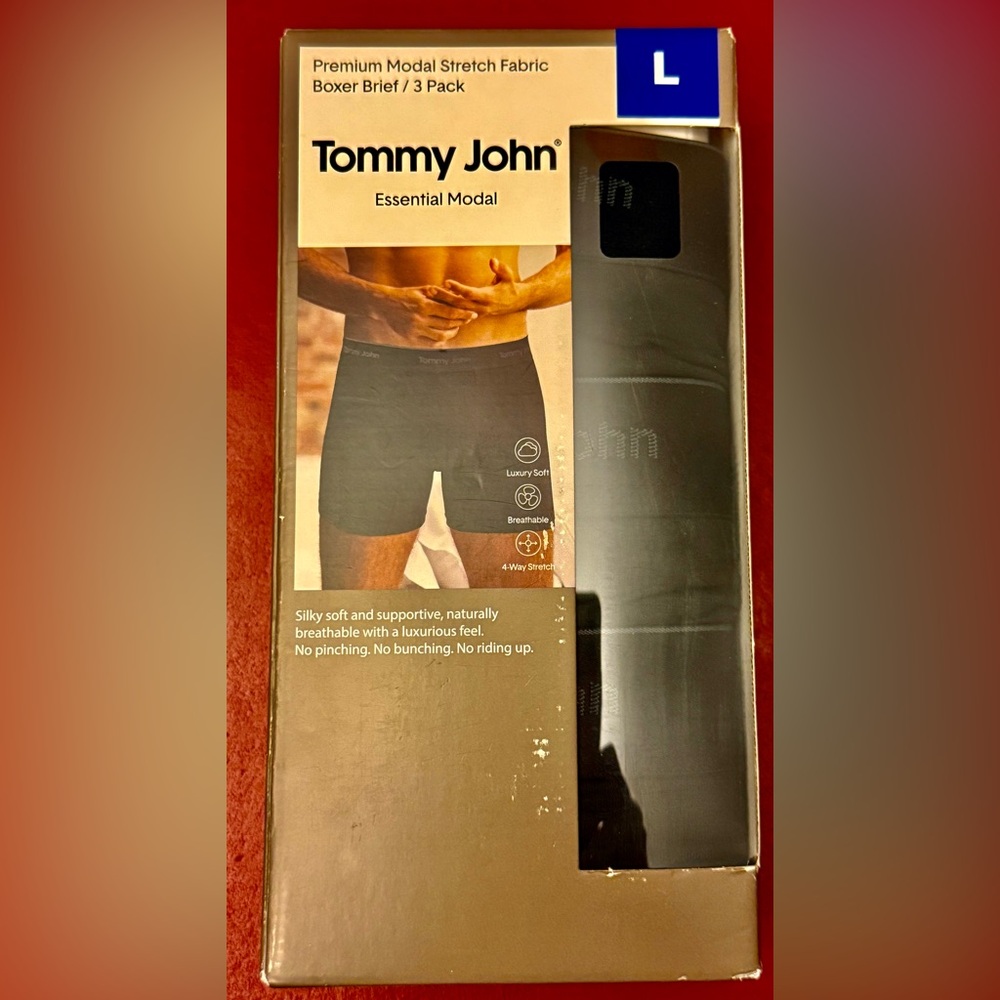 Tommy John Black Boxer Briefs for Men - L